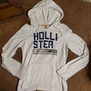 Hollister Cream Hoodie with Navy Logo